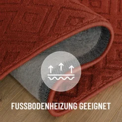 Kurzflor Teppich aus Schurwolle Kamin Rot "Castello TWO" WECONhome
