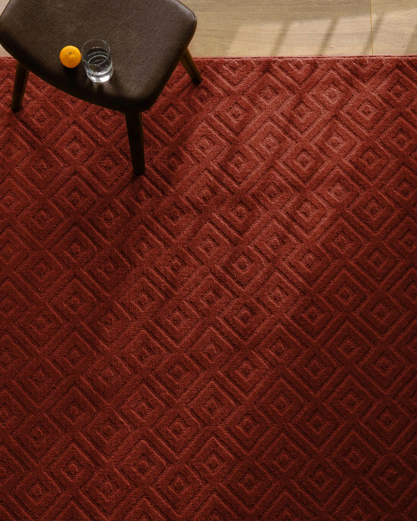 Kurzflor Teppich aus Schurwolle Kamin Rot "Castello TWO" WECONhome