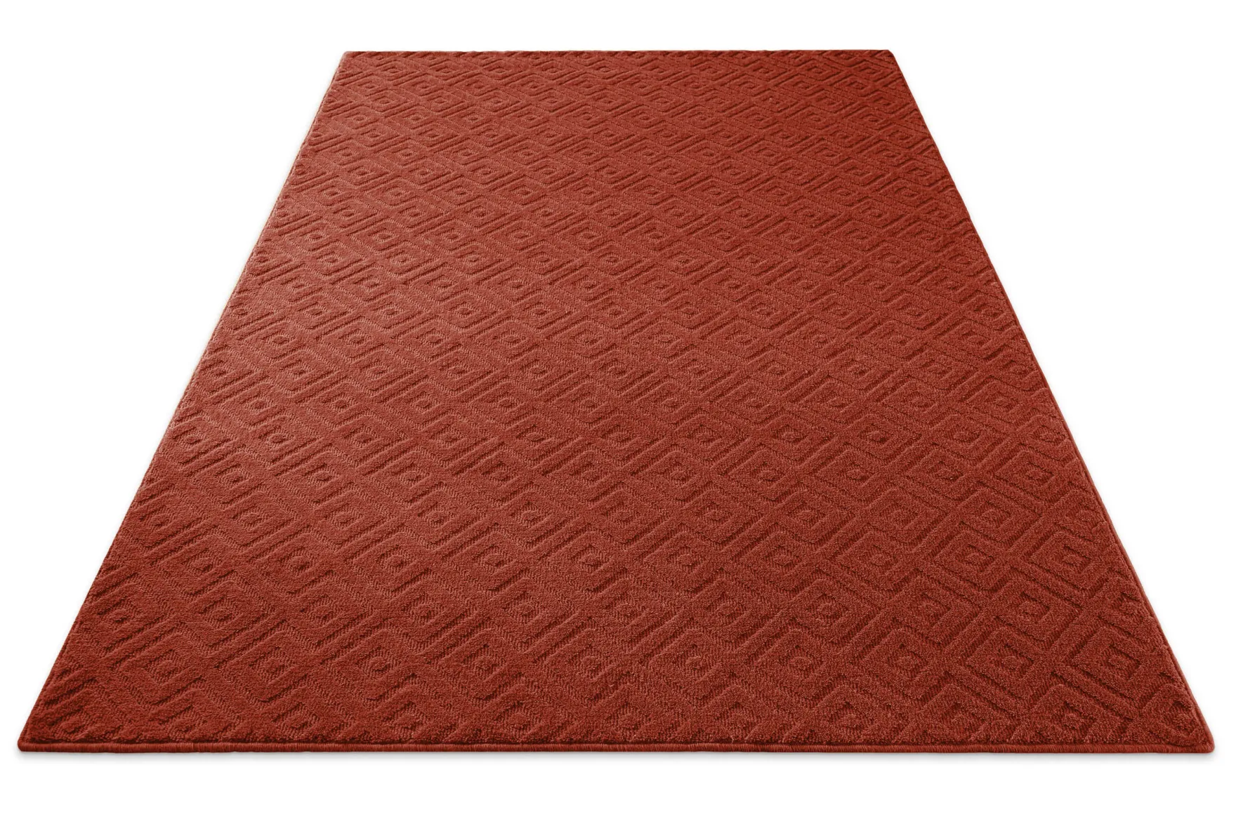 Kurzflor Teppich aus Schurwolle Kamin Rot "Castello TWO" WECONhome