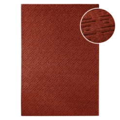 Kurzflor Teppich aus Schurwolle Kamin Rot