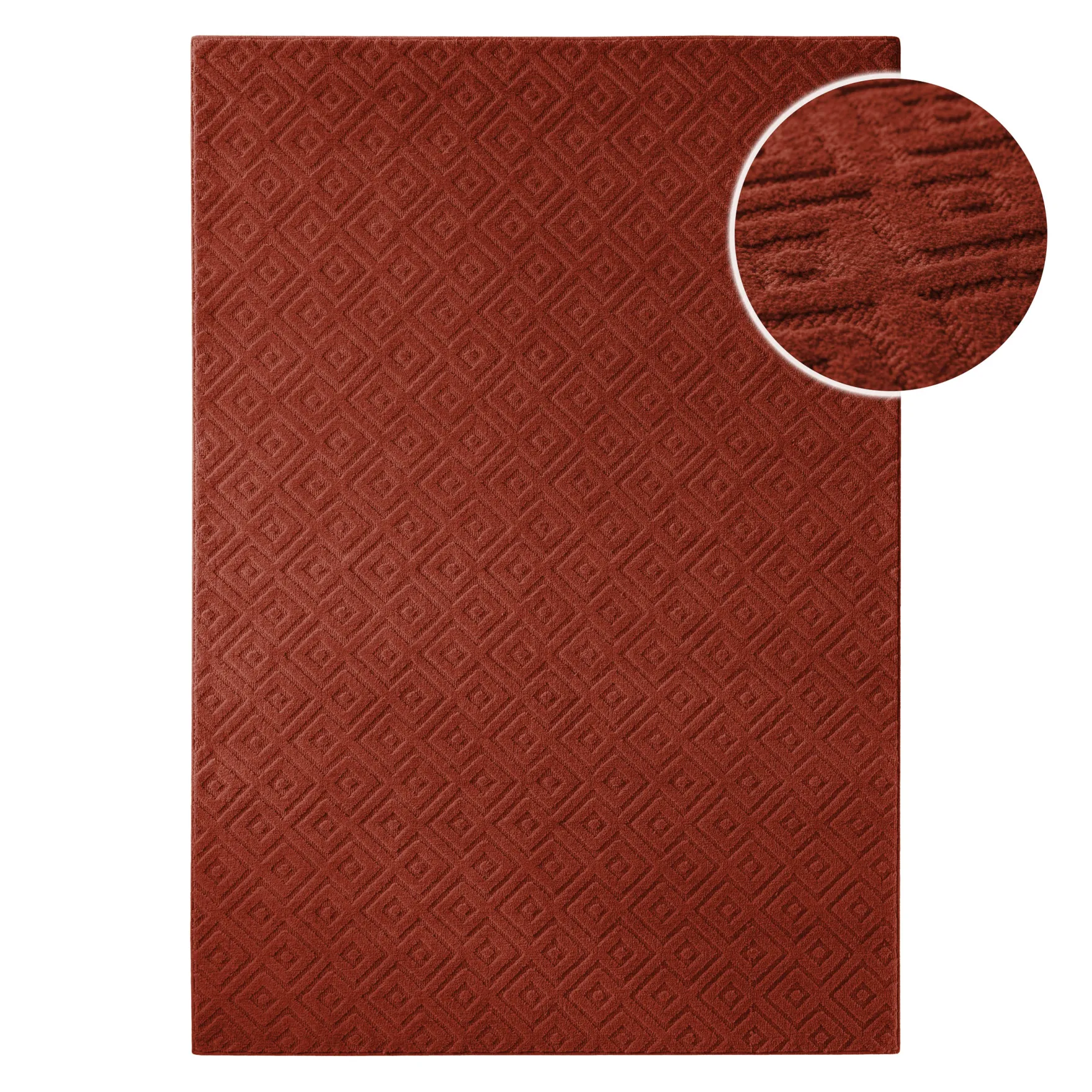 Kurzflor Teppich aus Schurwolle Kamin Rot "Castello TWO" WECONhome