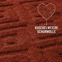 Kurzflor Teppich aus Schurwolle Kamin Rot