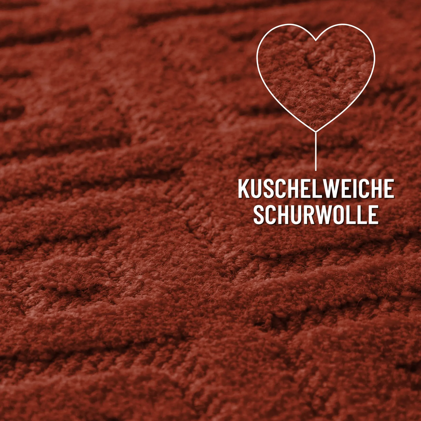 Kurzflor Teppich aus Schurwolle Kamin Rot "Castello TWO" WECONhome