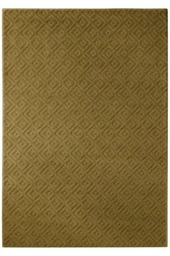Kurzflor Teppich aus Schurwolle Blass Grün 