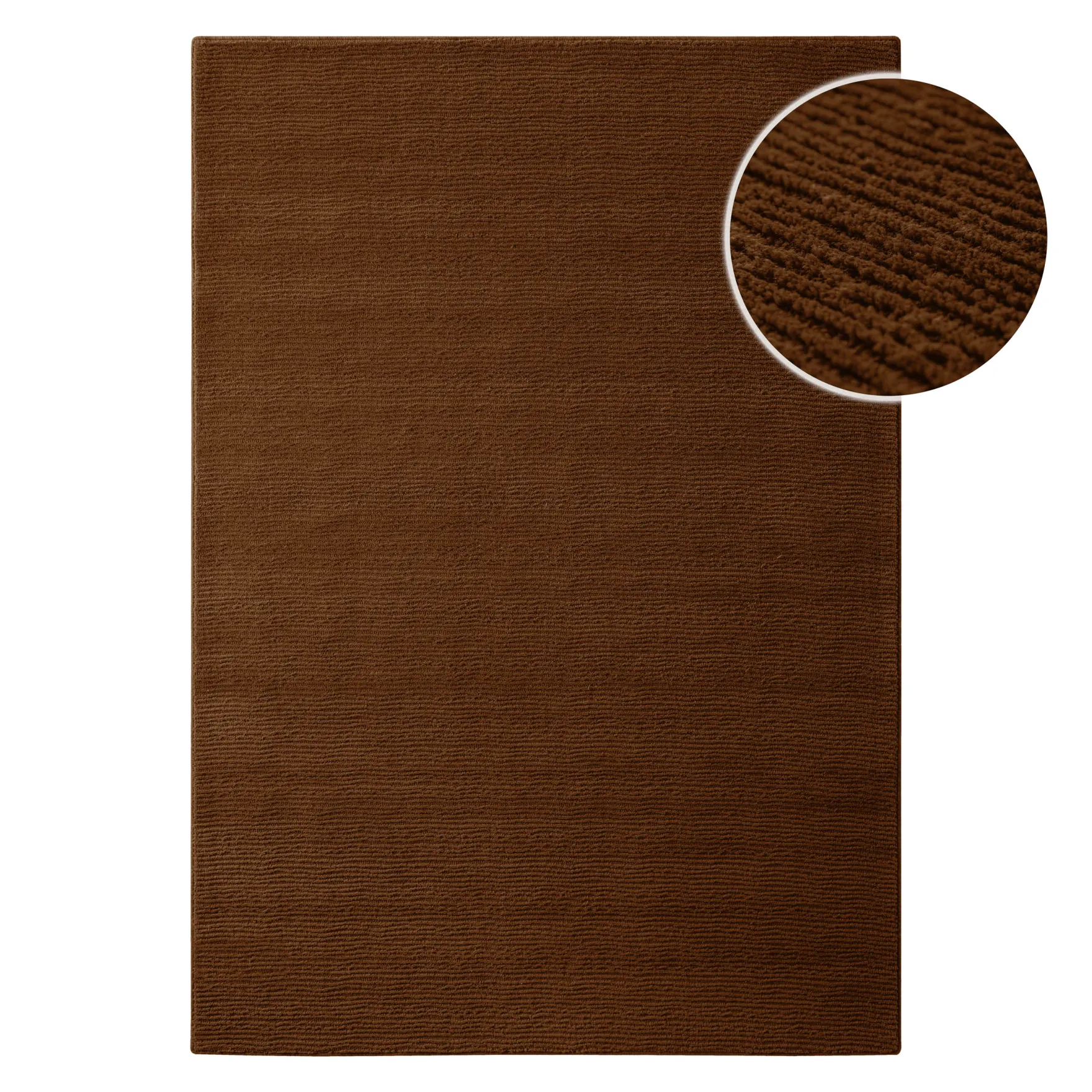 Kurzflor Teppich aus Schurwolle Braun "Castello ONE" WECONhome