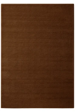 Kurzflor Teppich aus Schurwolle Braun