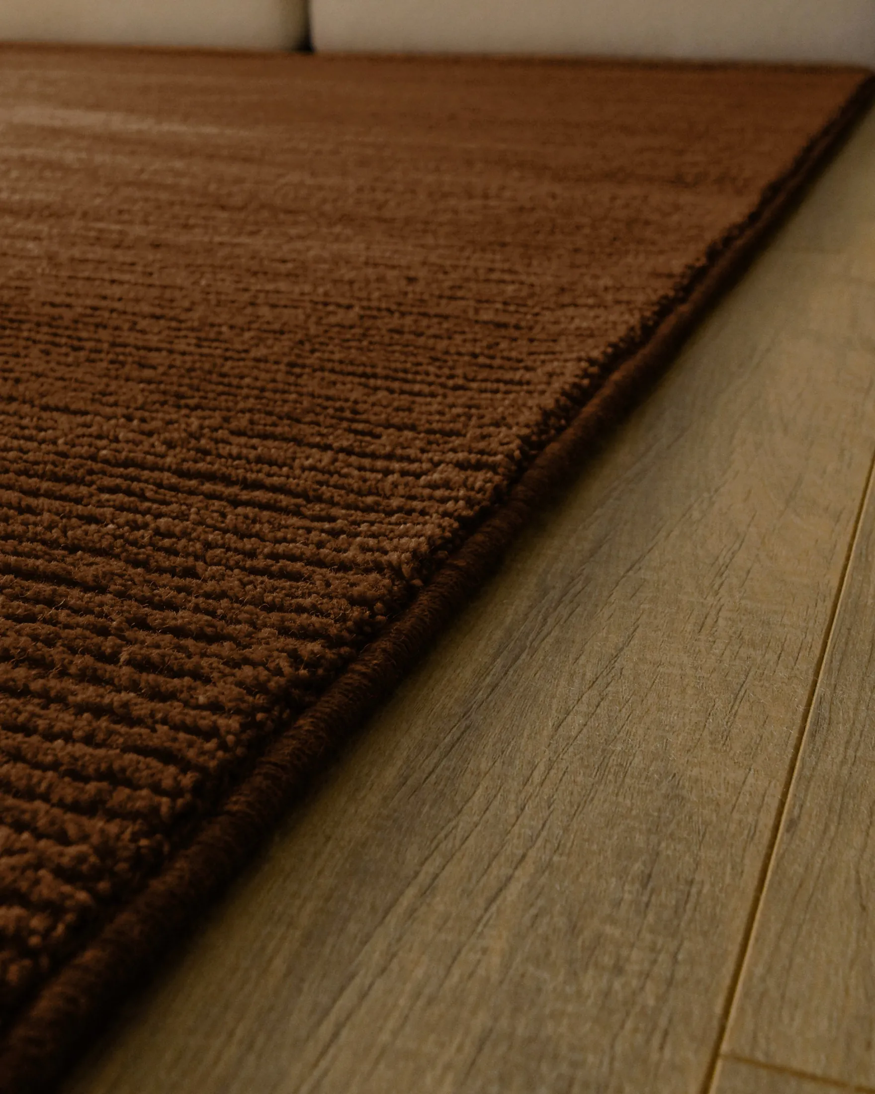 Kurzflor Teppich aus Schurwolle Braun "Castello ONE" WECONhome