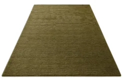 Kurzflor Teppich aus Schurwolle Oliv Grün "Castello ONE" WECONhome