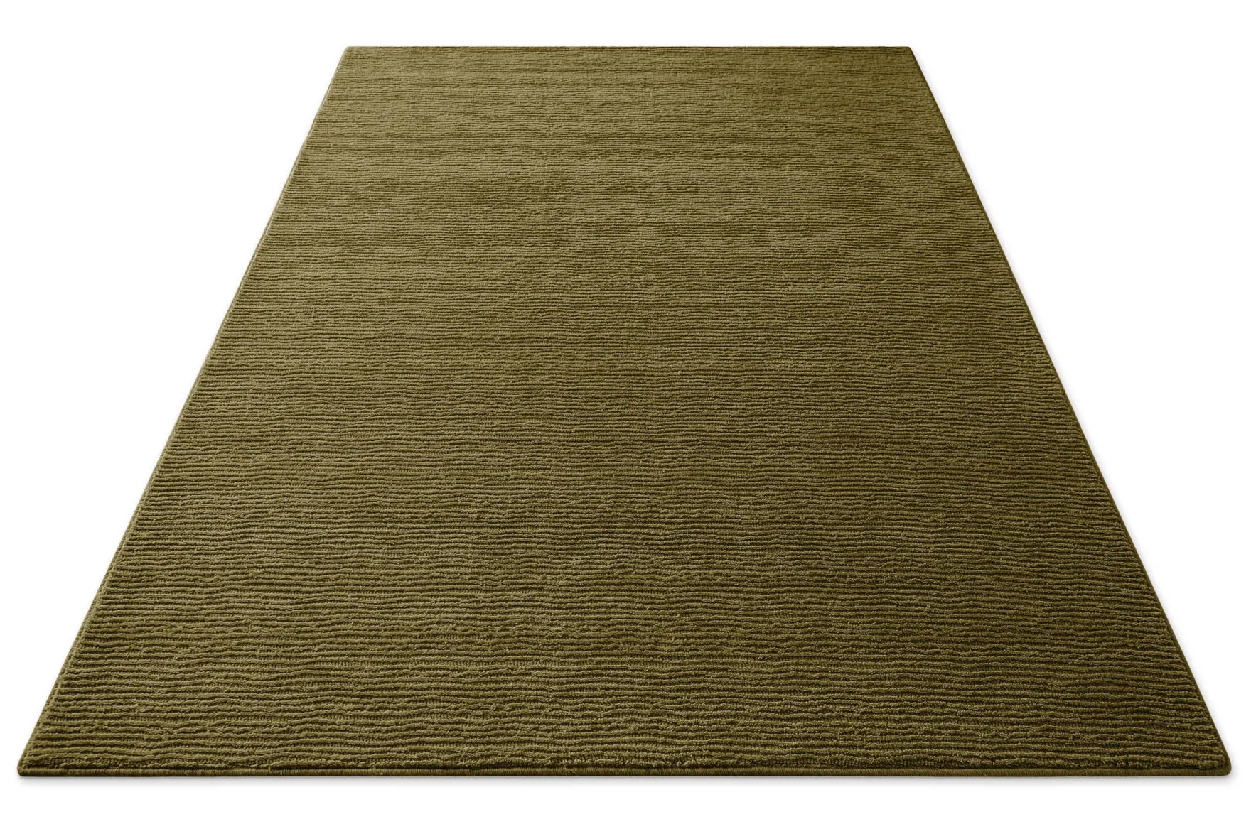 Kurzflor Teppich aus Schurwolle Oliv Grün "Castello ONE" WECONhome