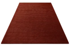 Kurzflor Teppich aus Schurwolle Purpur Rot