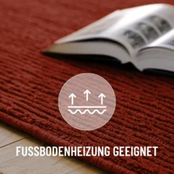 Kurzflor Teppich aus Schurwolle Purpur Rot