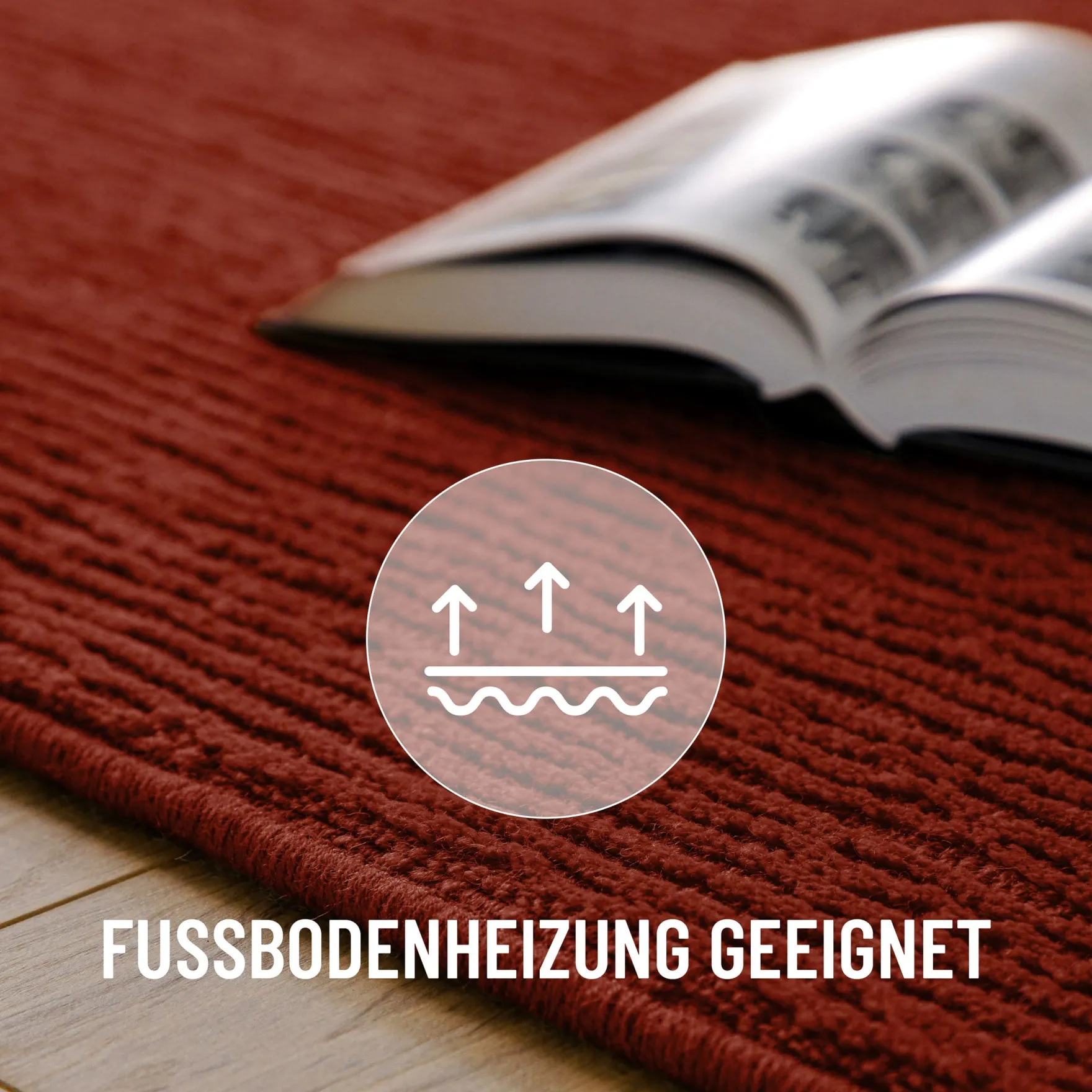 Kurzflor Teppich aus Schurwolle Purpur Rot "Castello ONE" WECONhome