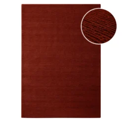 Kurzflor Teppich aus Schurwolle Purpur Rot