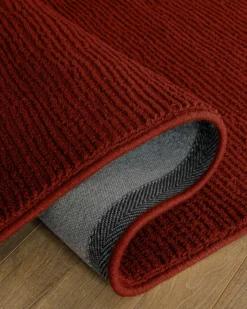 Kurzflor Teppich aus Schurwolle Purpur Rot