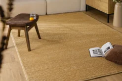 Kurzflor Teppich aus Schurwolle Karamell 