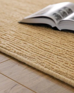 Kurzflor Teppich aus Schurwolle Sand Beige 