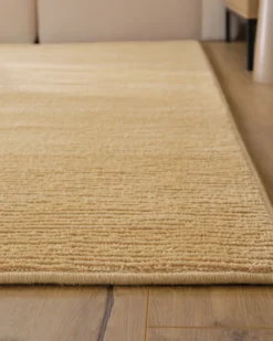 Kurzflor Teppich aus Schurwolle Sand Beige 
