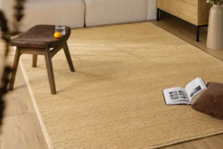 Kurzflor Teppich aus Schurwolle Sand Beige 