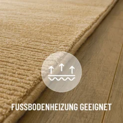 Kurzflor Teppich aus Schurwolle Sand Beige 