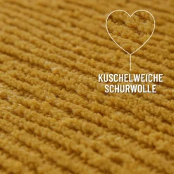 Kurzflor Teppich aus Schurwolle Gelb