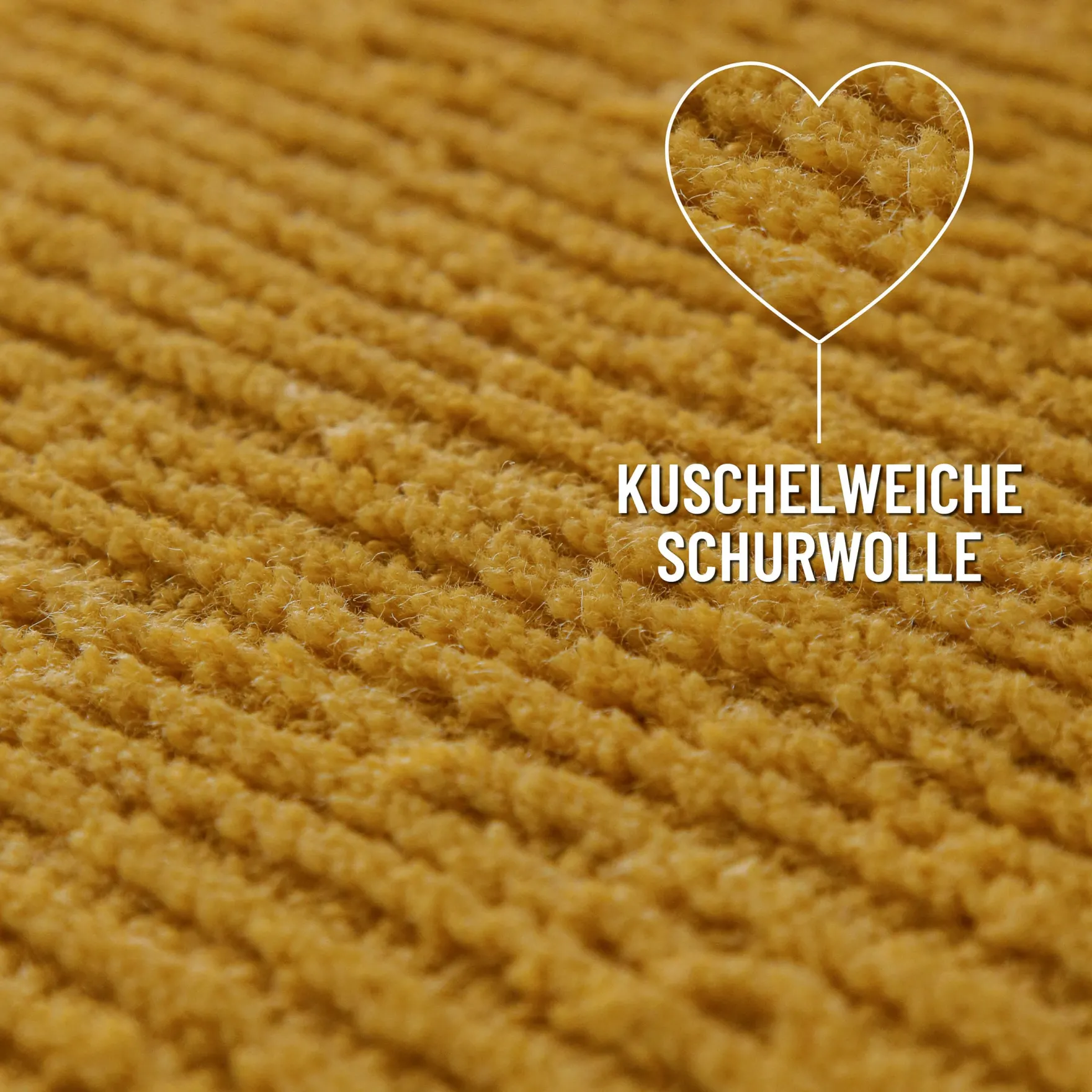 Kurzflor Teppich aus Schurwolle Gelb "Castello ONE" WECONhome