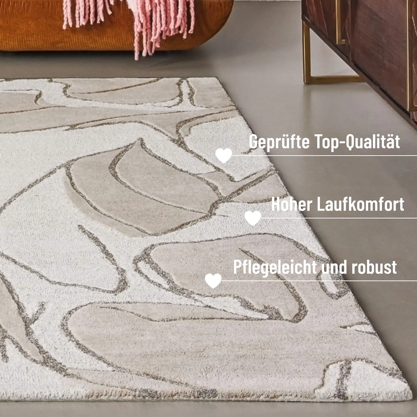 Kurzflorteppich Beige aus Schurwolle "Tunia" WECONhome