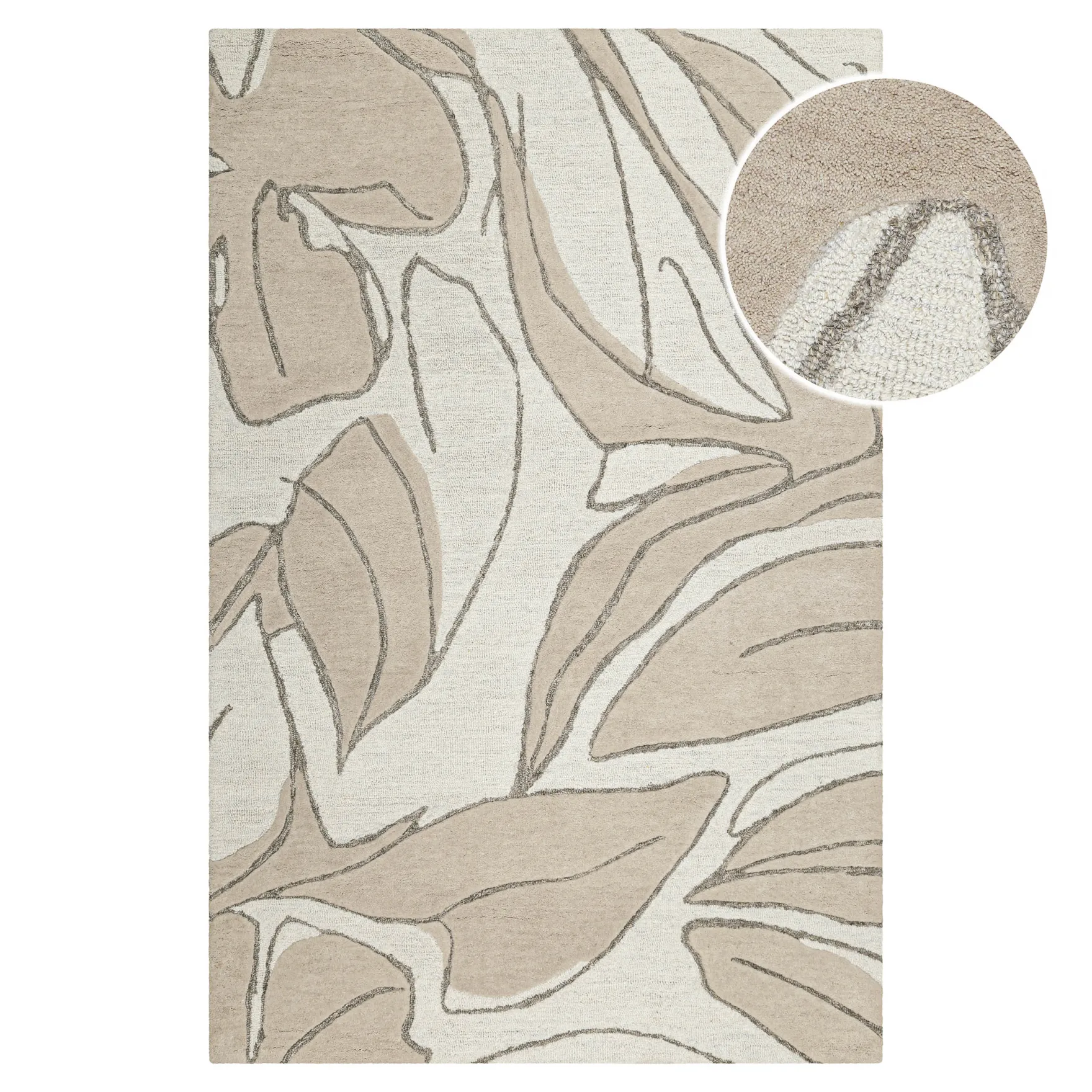 Kurzflorteppich Beige aus Schurwolle "Tunia" WECONhome