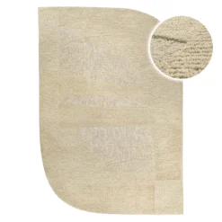 Kurzflorteppich Beige aus Schurwolle 
