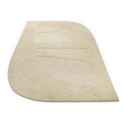 Kurzflorteppich Beige aus Schurwolle 
