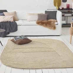Kurzflorteppich Beige aus Schurwolle 