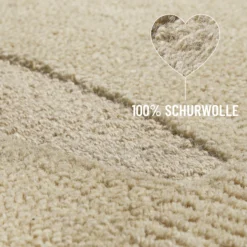 Kurzflorteppich Beige aus Schurwolle 