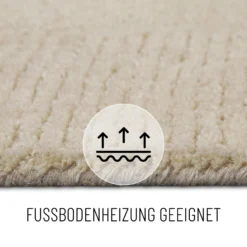 Kurzflorteppich Beige aus Schurwolle 