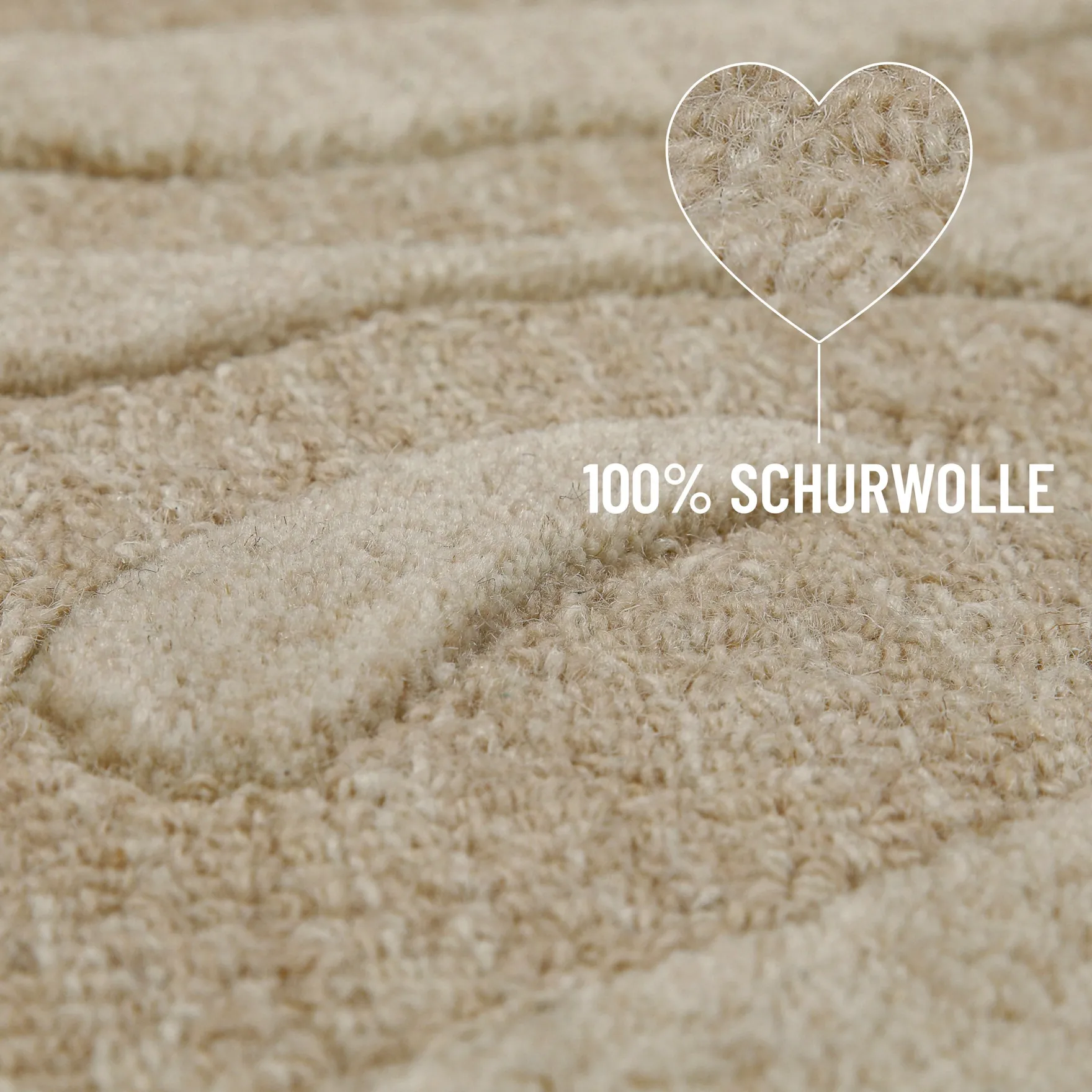 Kurzflorteppich Beige aus Schurwolle "Lior" WECONhome