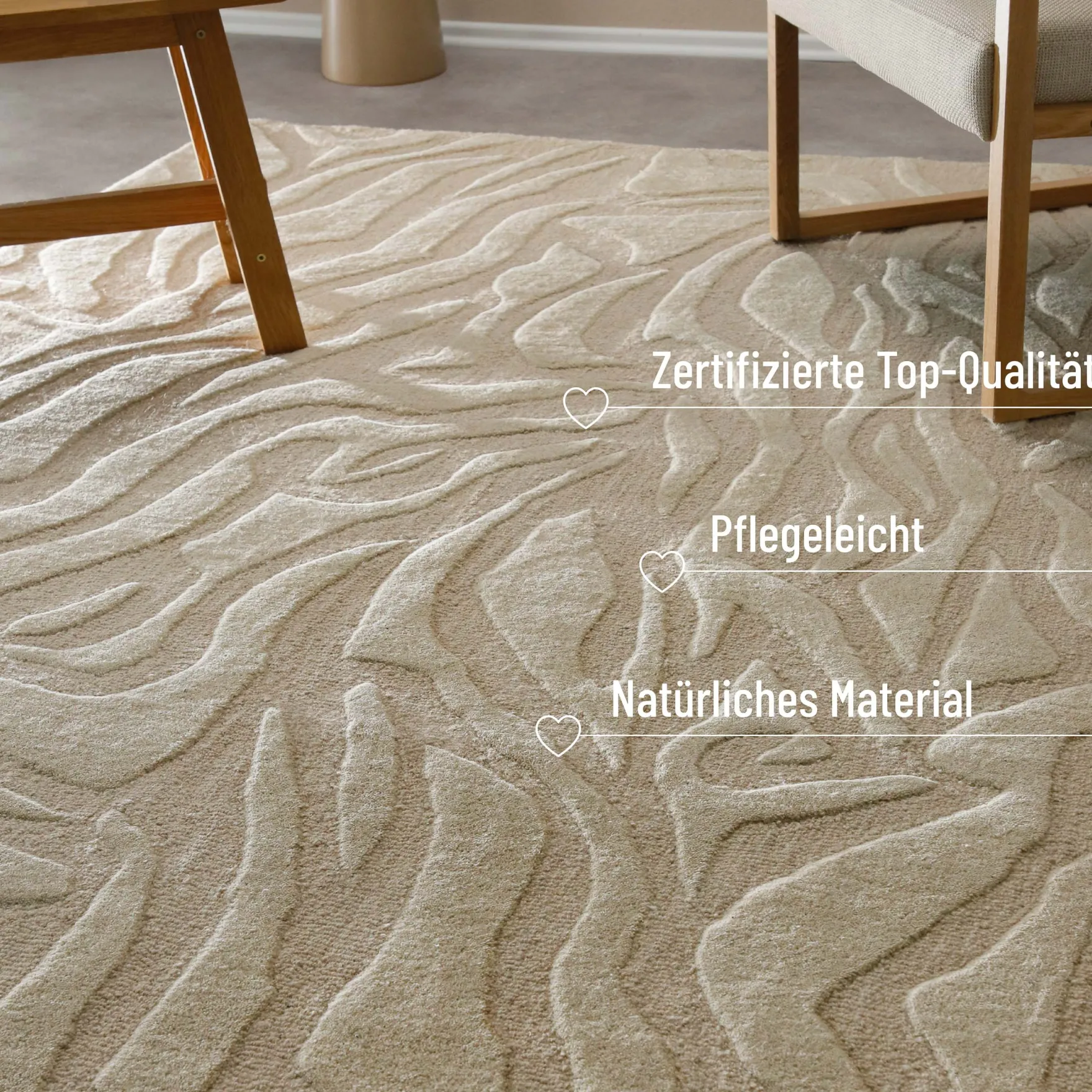 Kurzflorteppich Beige aus Schurwolle "Lior" WECONhome