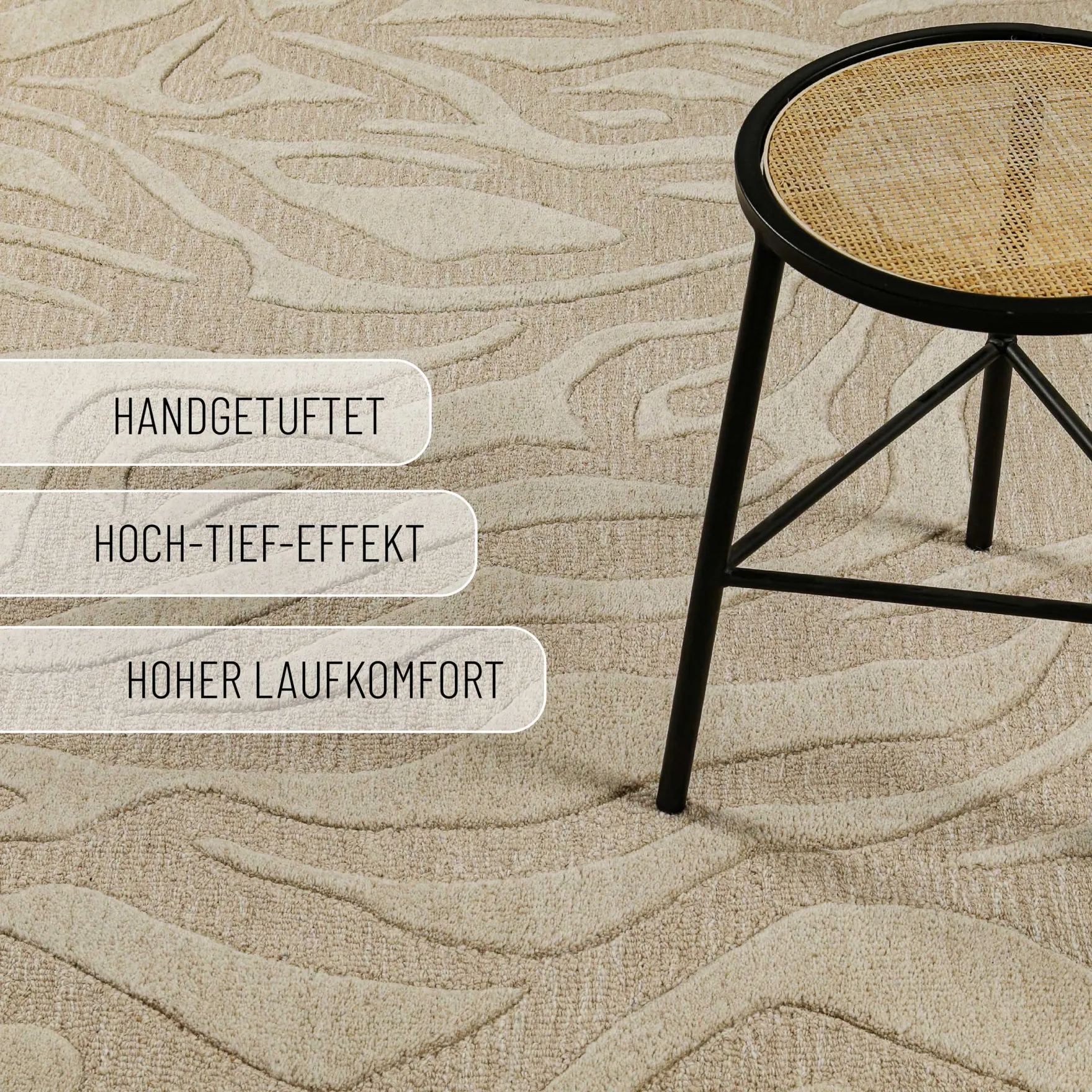 Kurzflorteppich Beige aus Schurwolle "Lior" WECONhome