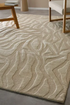 Kurzflorteppich Beige aus Schurwolle
