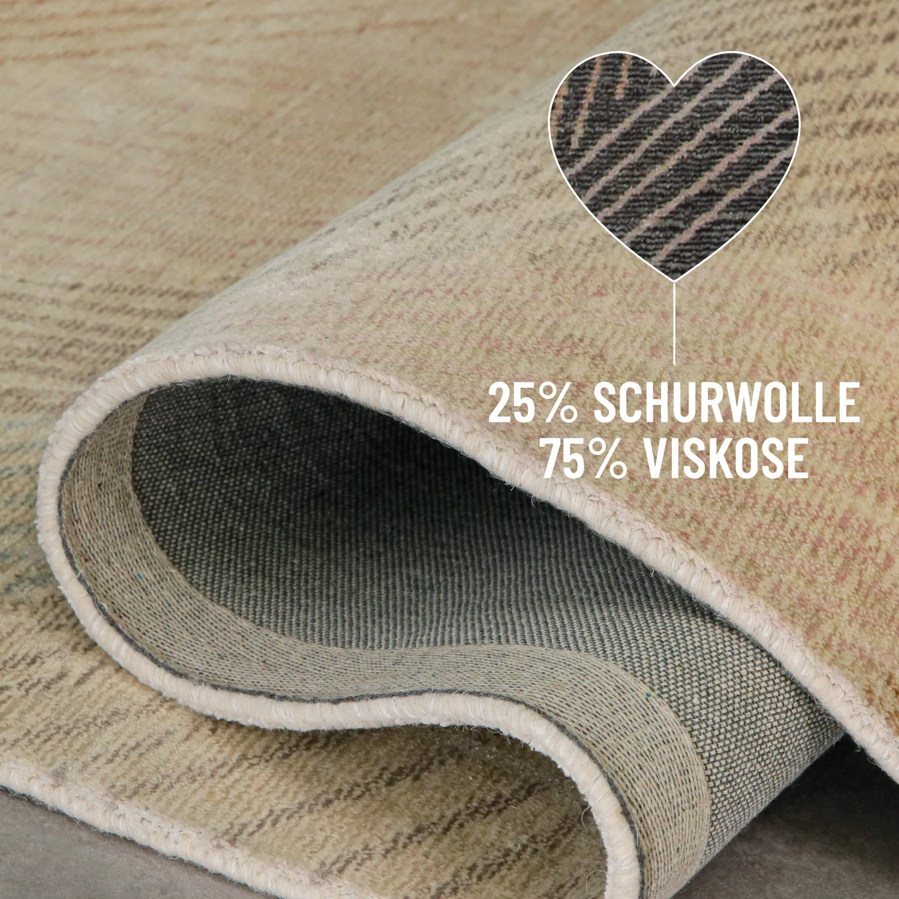 Kurzflorteppich Beige aus Viskose & Schurwolle "Skai" WECONhome