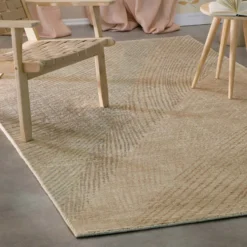 Kurzflorteppich Beige aus Viskose & Schurwolle