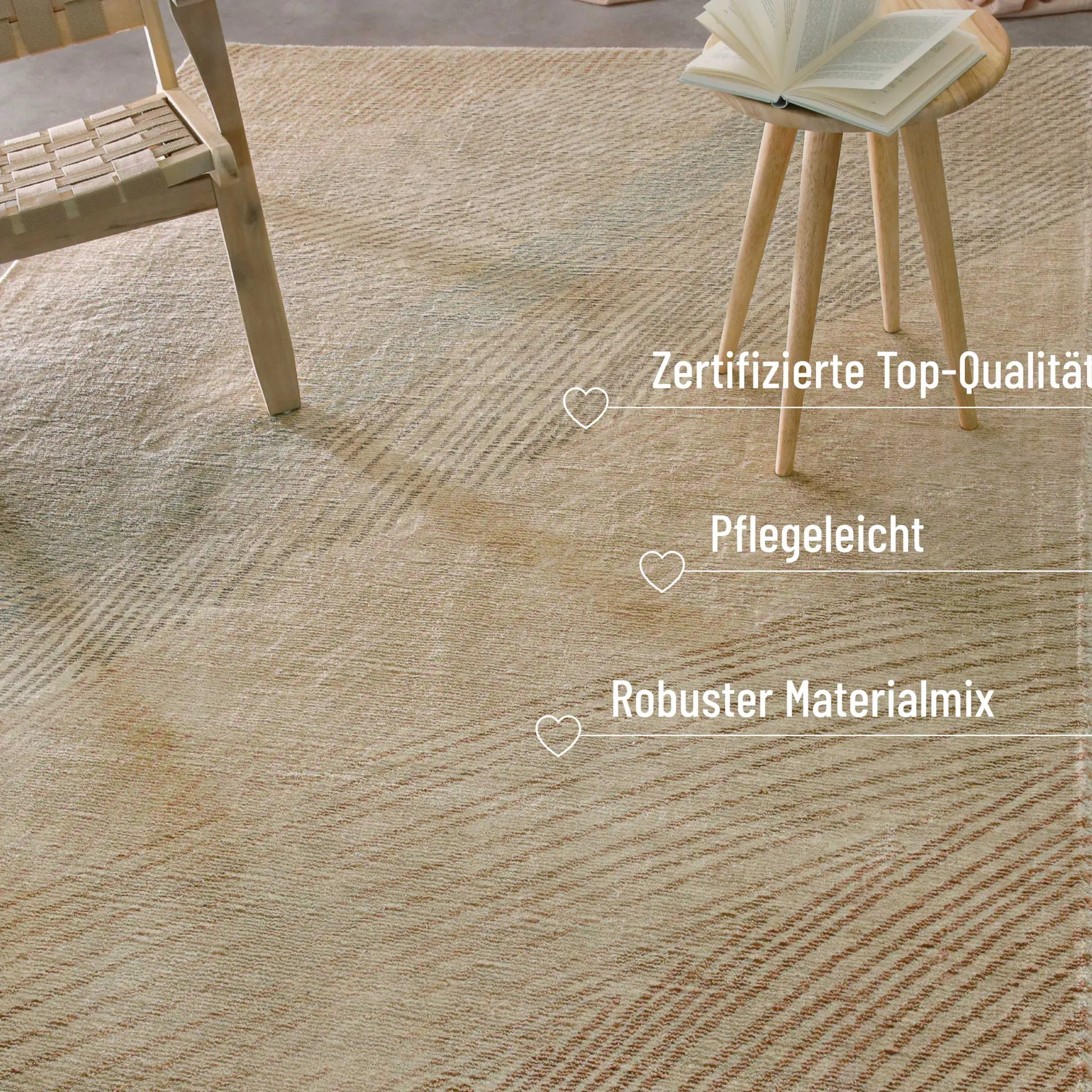 Kurzflorteppich Beige aus Viskose & Schurwolle "Skai" WECONhome