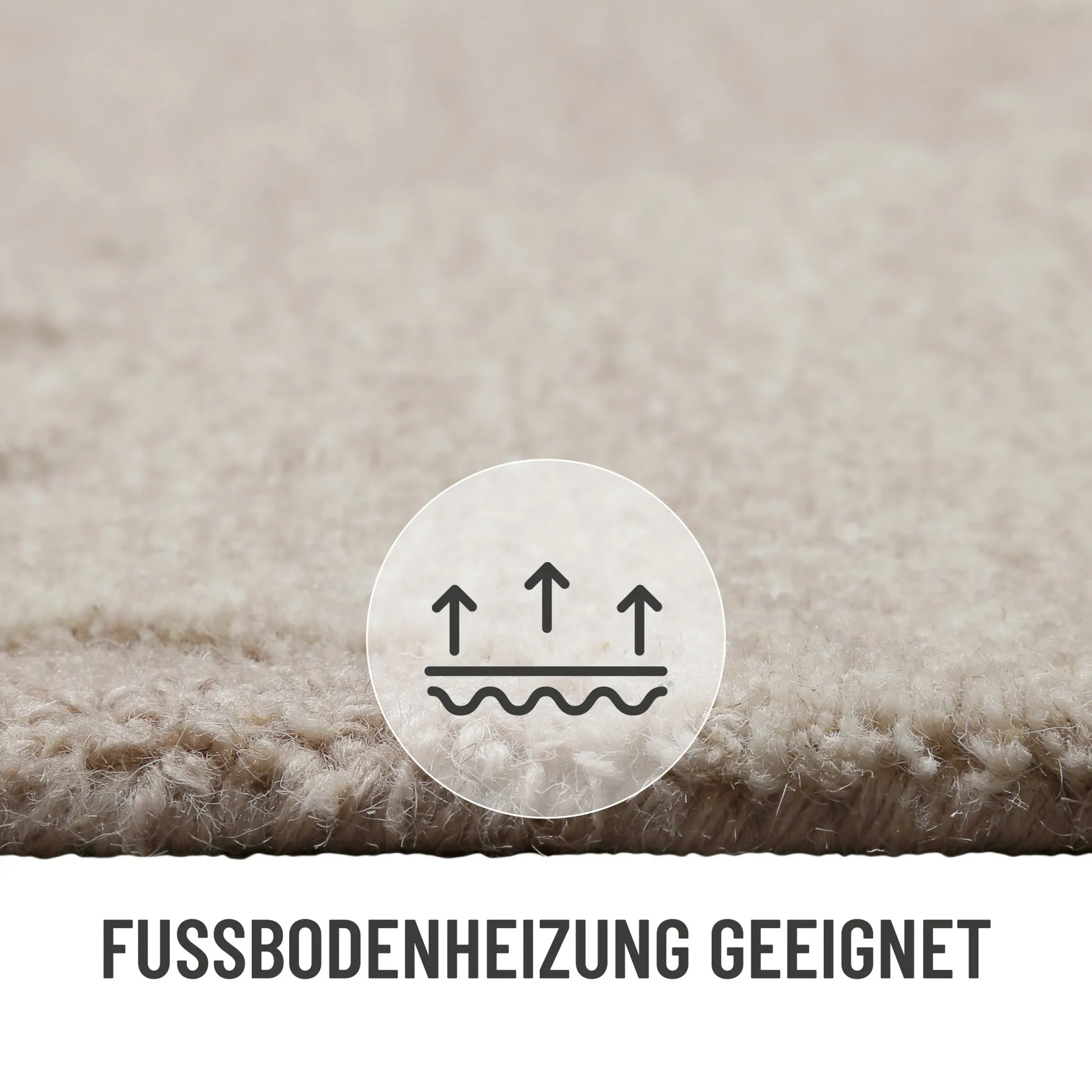 Kurzflorteppich Beige Multi aus Schurwolle "Sally" WECONhome