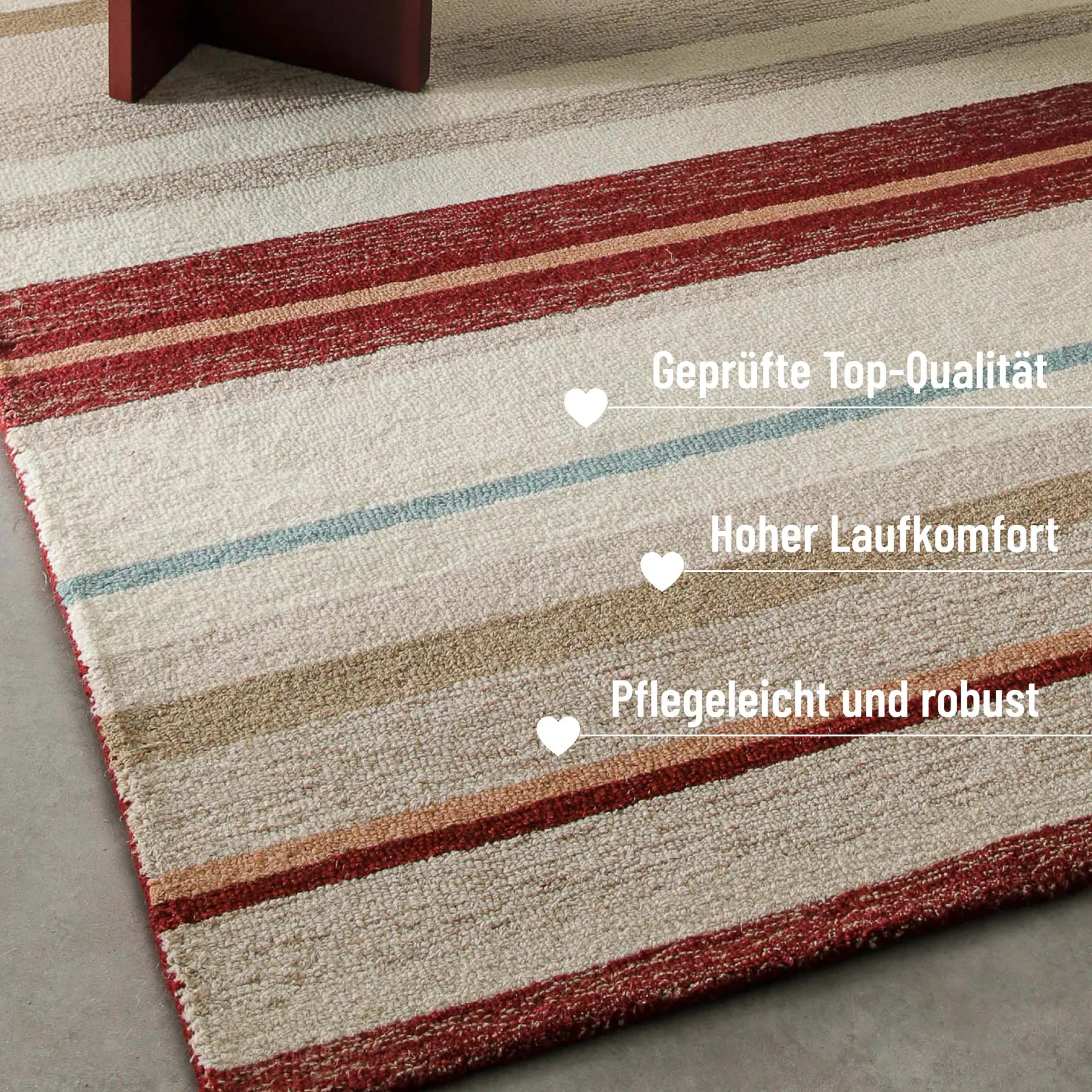 Kurzflorteppich Beige Multi aus Schurwolle "Sally" WECONhome