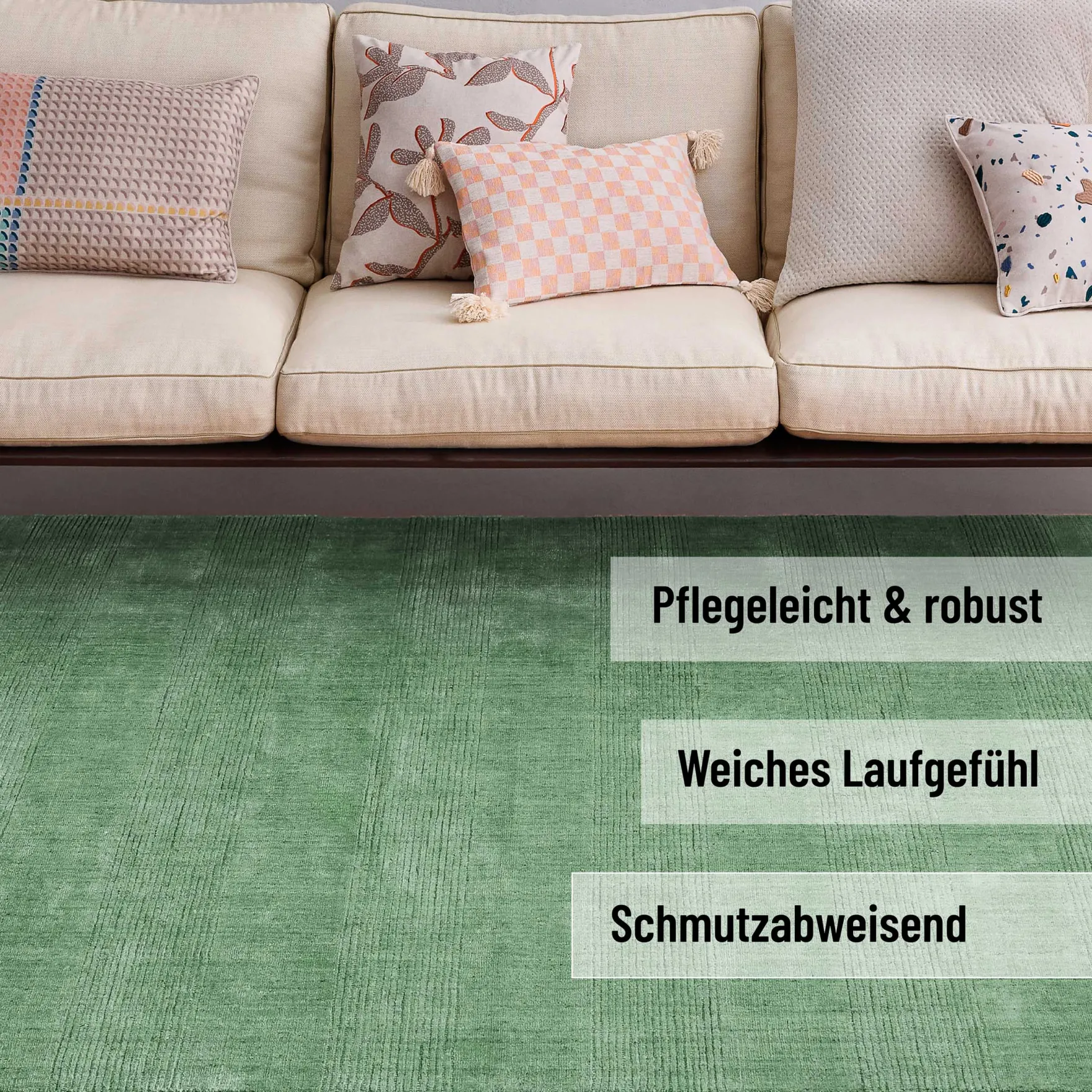 Kurzflor Teppich Blass Grün "Seattle" WECONhome
