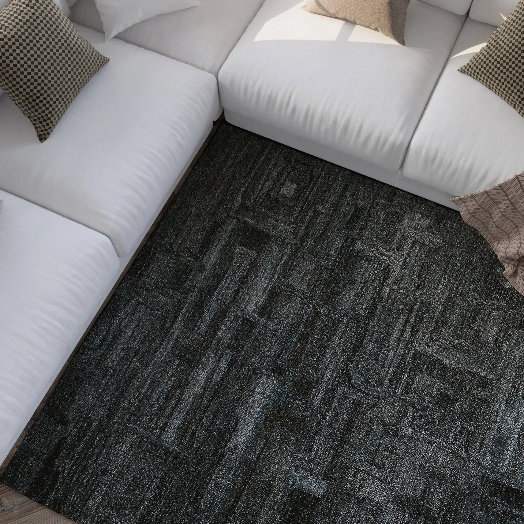 Kurzflor Teppich Blau Grau "Hamptons FORTYTWO" WECONhome