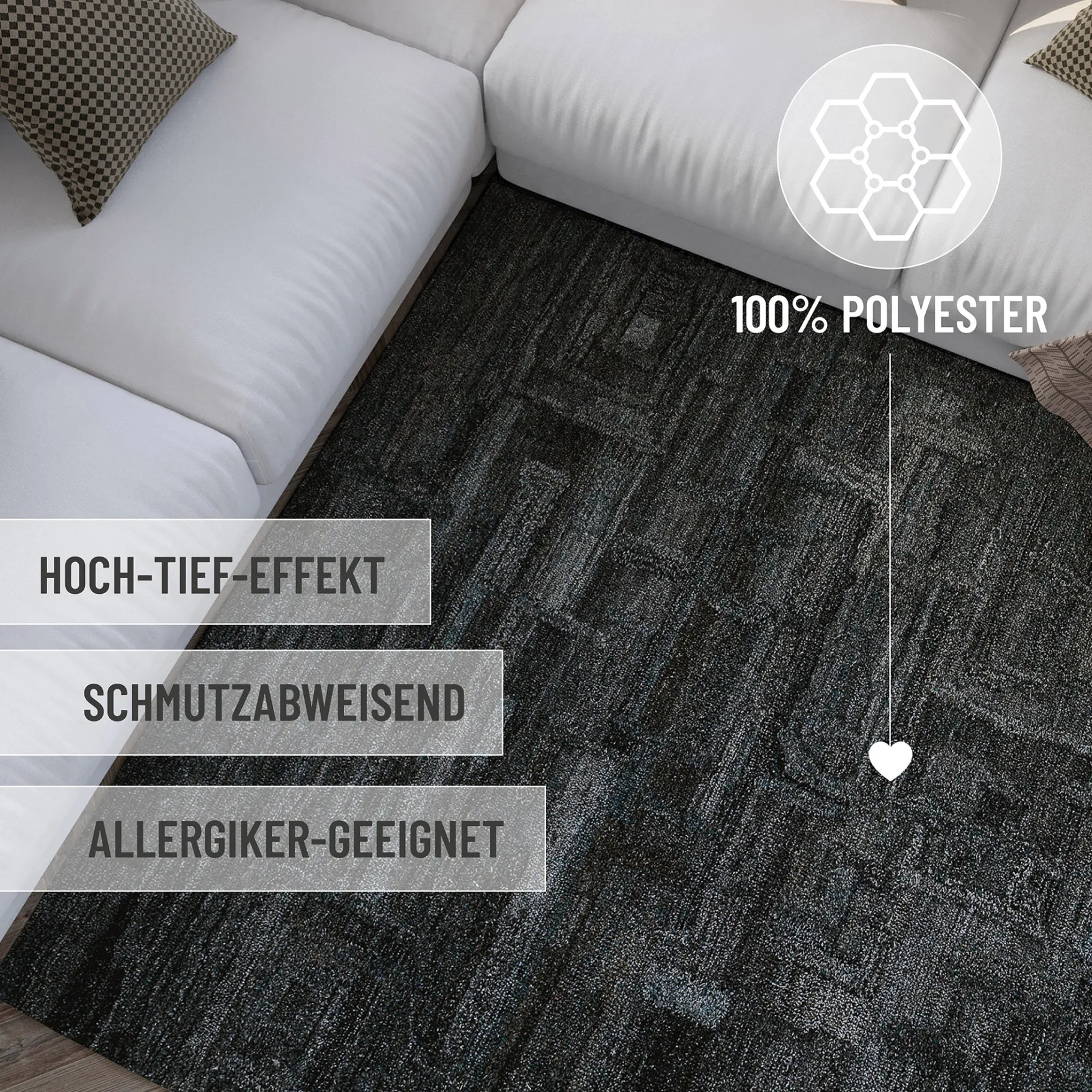 Kurzflor Teppich Blau Grau "Hamptons FORTYTWO" WECONhome