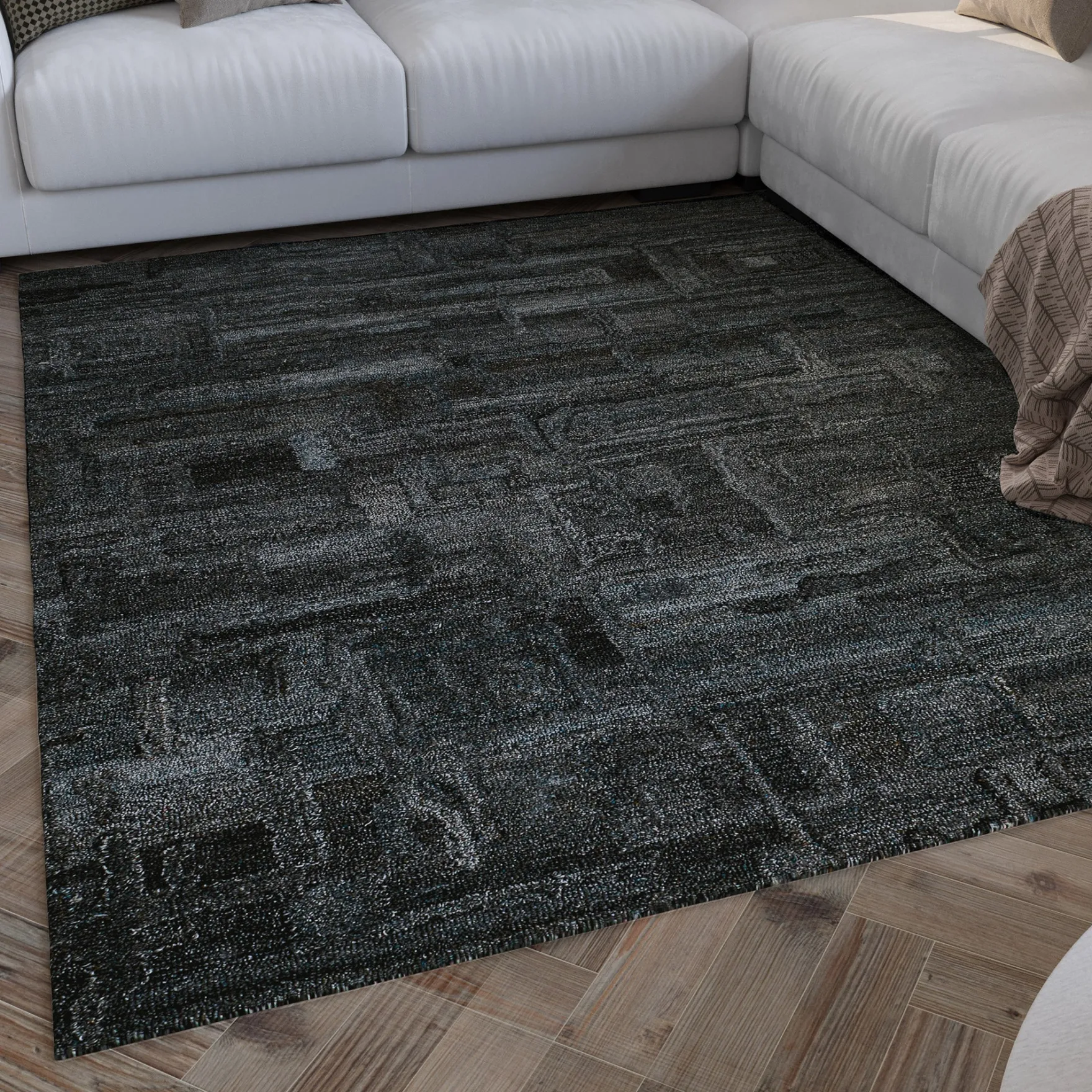 Kurzflor Teppich Blau Grau "Hamptons FORTYTWO" WECONhome