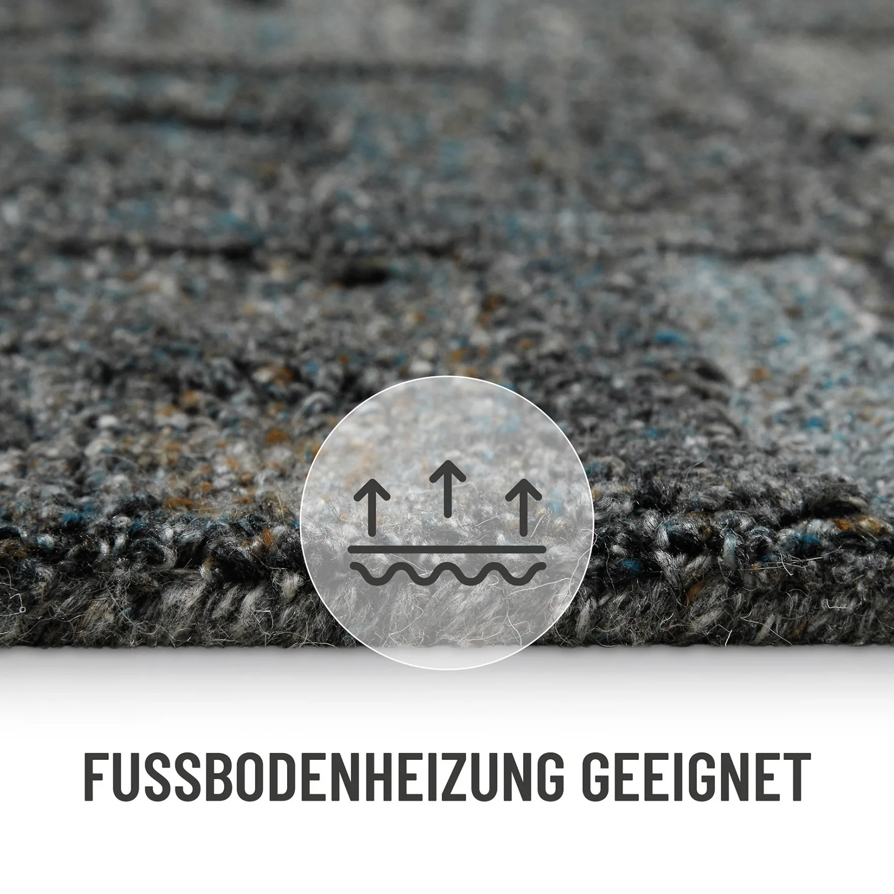 Kurzflor Teppich Blau Grau "Hamptons FORTYTWO" WECONhome