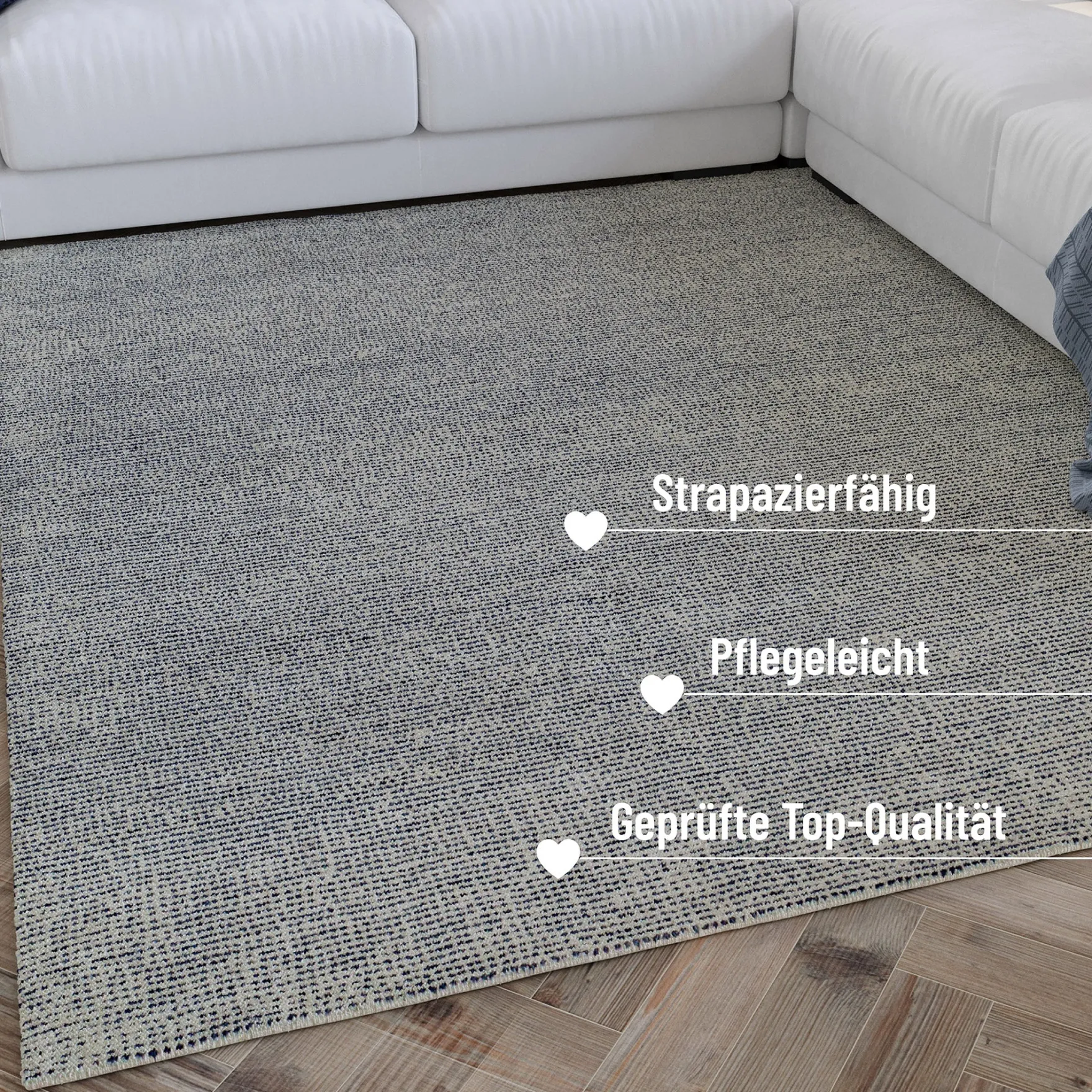 Kurzflor Teppich Blau "Hamptons THIRTYTWO" WECONhome