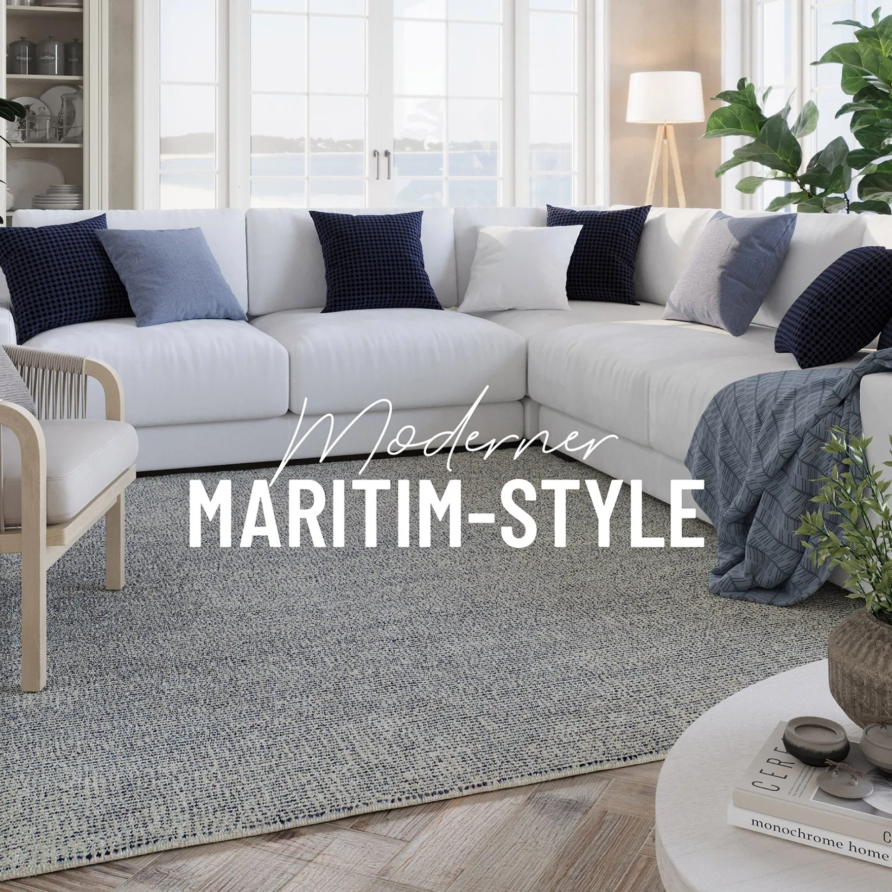 Kurzflor Teppich Blau "Hamptons THIRTYTWO" WECONhome
