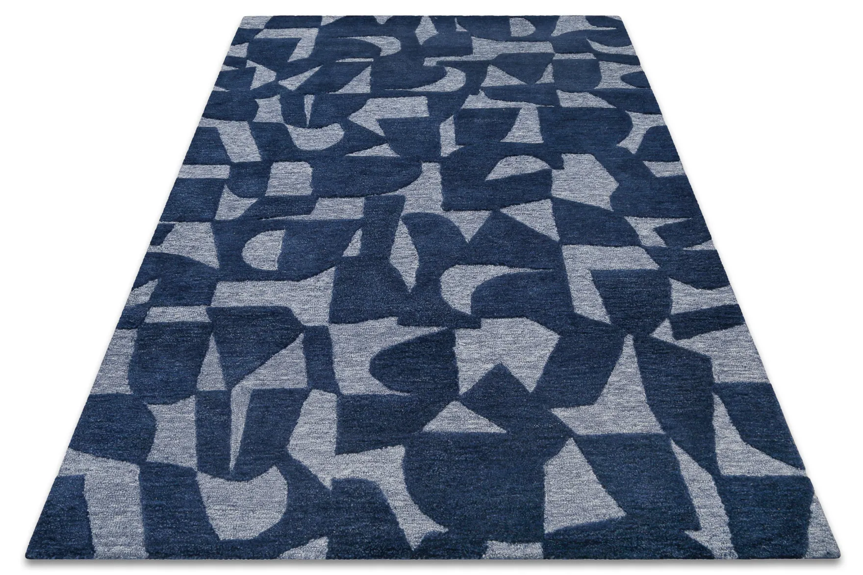 Kurzflorteppich Blau meliert aus Schurwolle "Ocean State" WECONhome