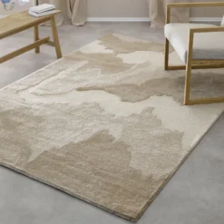 Kurzflorteppich Braun Multi aus Schurwolle